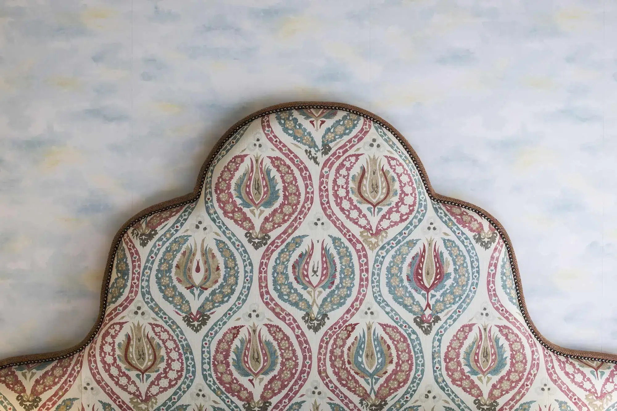 Headboard with red and green patterns